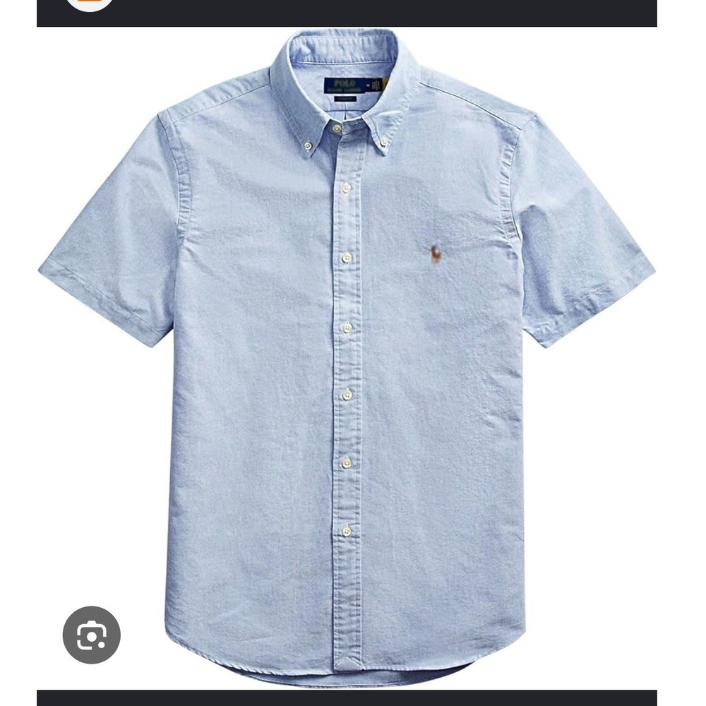Ralph Lauren Oxford Shirt Men 16-32 Blue Short Sleeve Button Down